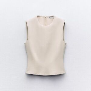 Zara Cream Sleeveless Blouse